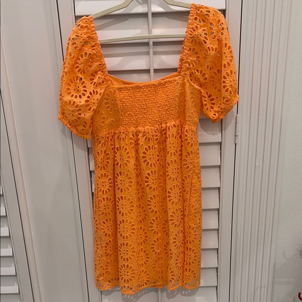 Lilly Pulitzer Orange Eyelet Puff Sleeve Dress - Picture 4 of 4
